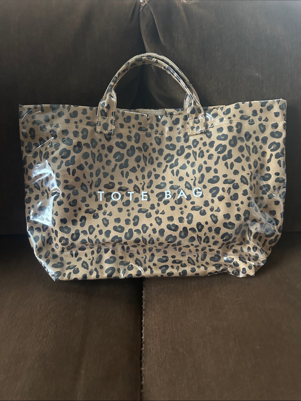 Leopard Print Tote Bag - Brown/Black